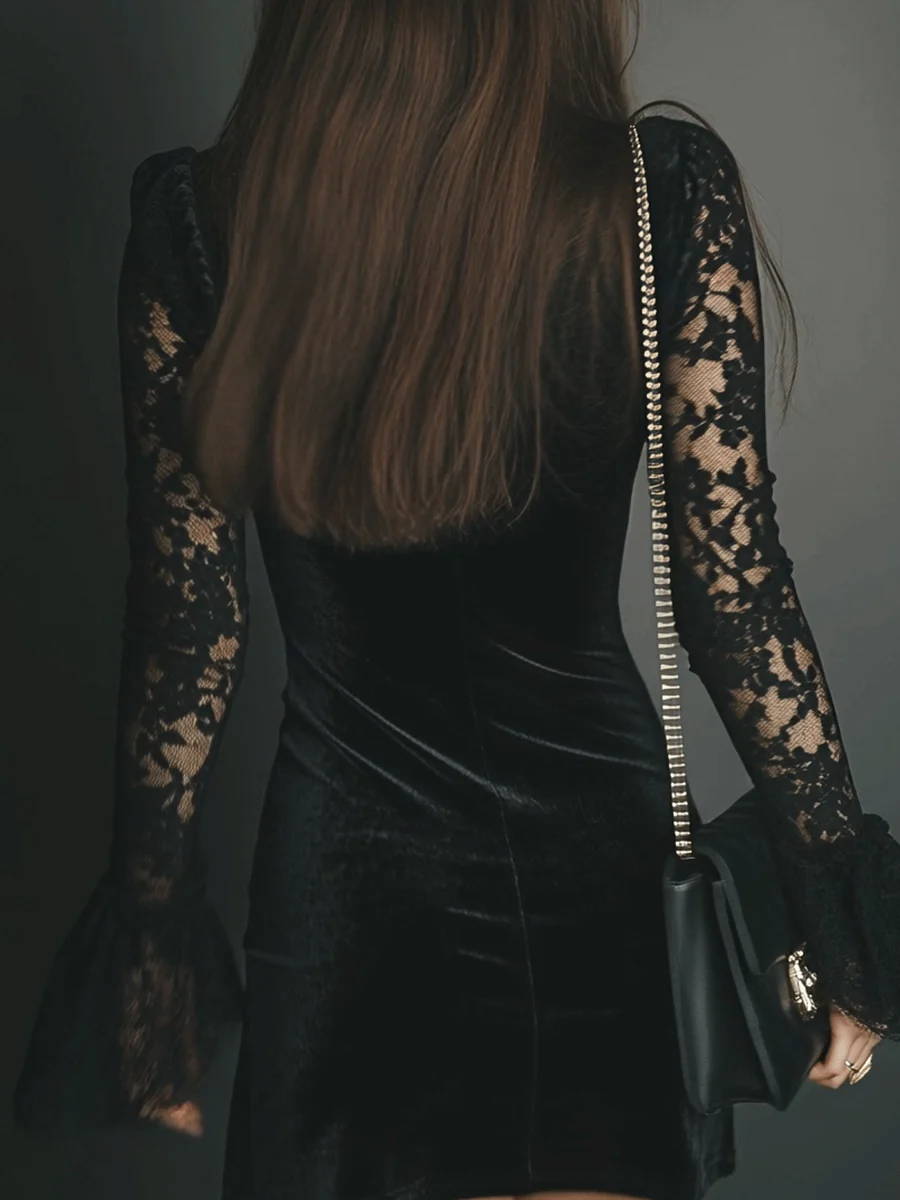 Charlotte™ | Elegante Jurk van Fluweel en Kant