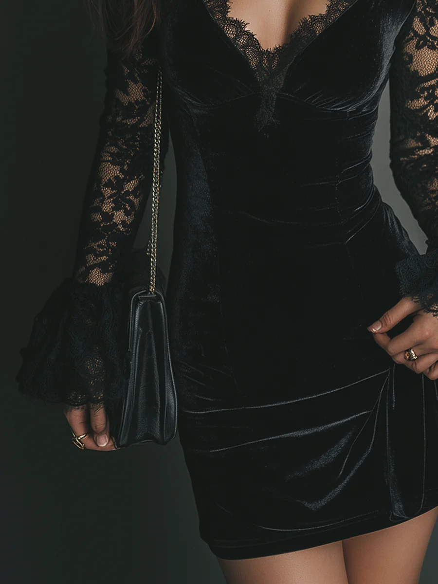 Charlotte™ | Elegante Jurk van Fluweel en Kant