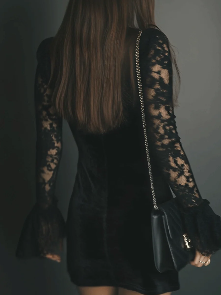 Charlotte™ | Elegante Jurk van Fluweel en Kant